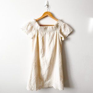 Zara Cream Embroidered Off The Shoulder Dress Sz S